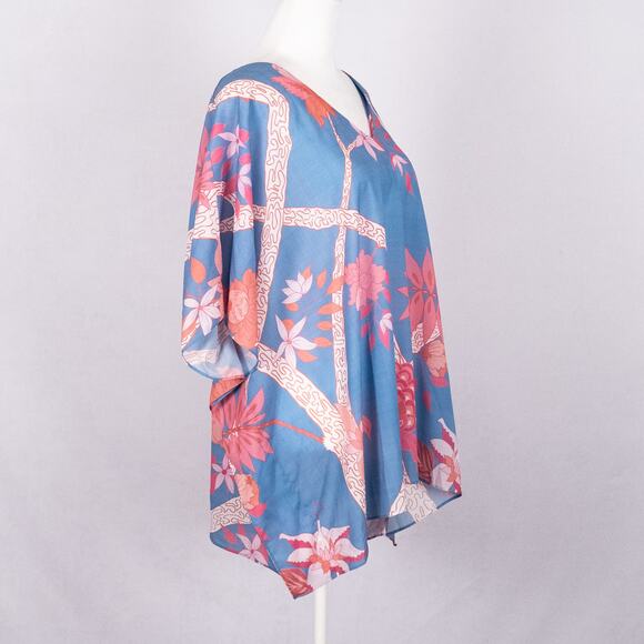 Haley and the Hound Women's Kimono Top LARGE Colorful Tropical Beach Kaftan Boho - Picture 5 of 6